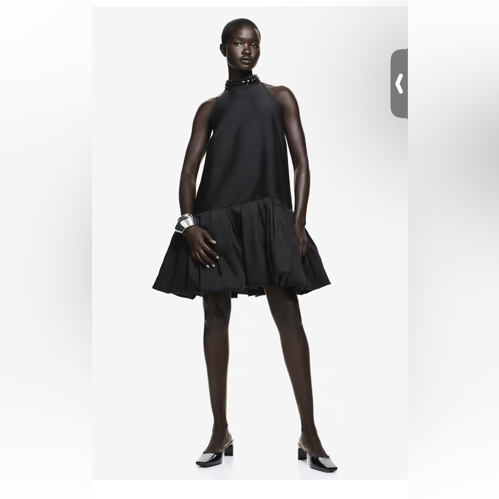 H&M Black Sleeveless Mini Dress with Ruffled Hem